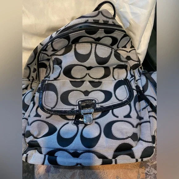 Coach | Bags | Coach Backpack Black Gray And Silver L | Poshmark display picture 3